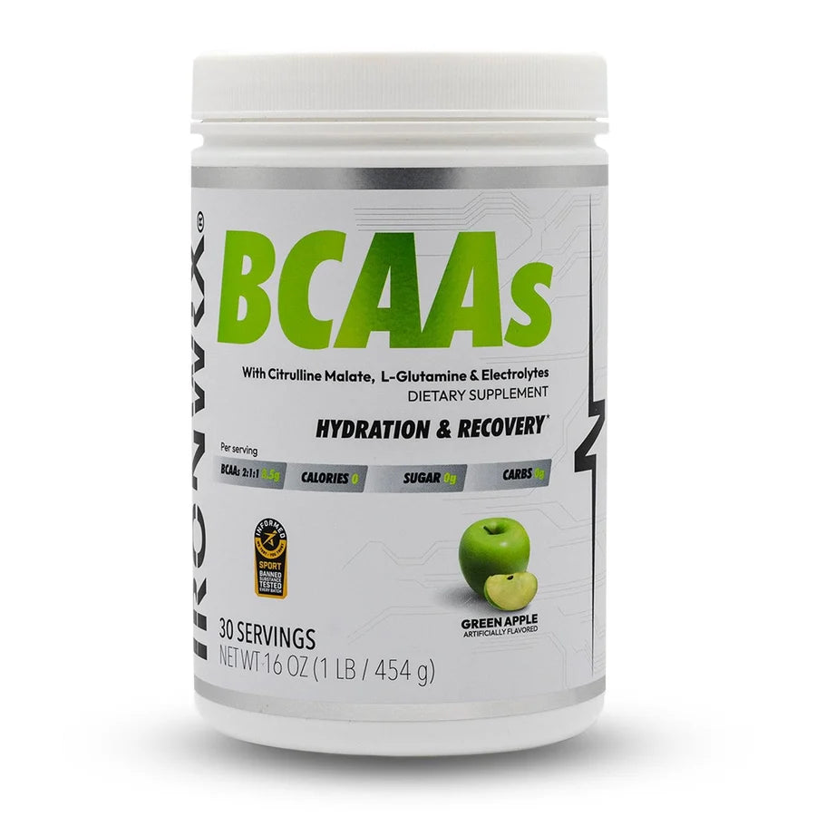 BCAA Powder with L-Glutamine & Citrulline Malate – 8.5g BCAAs, Zero Sugar | IRONWRX