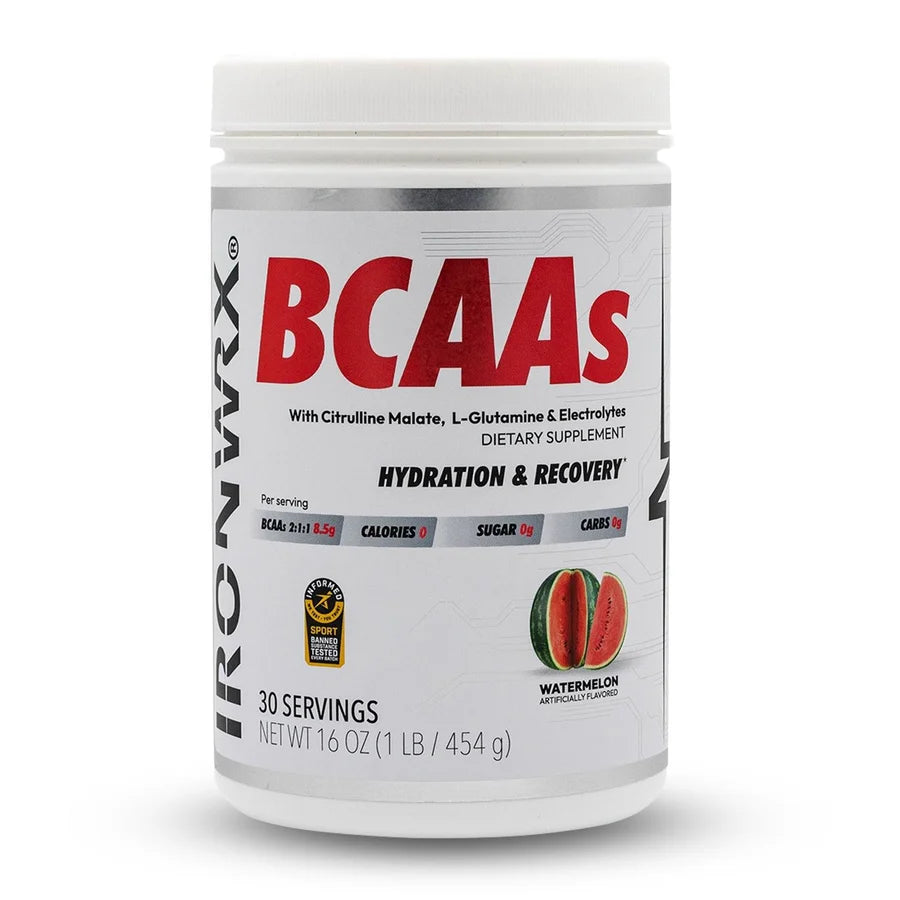 BCAA Powder with L-Glutamine & Citrulline Malate – 8.5g BCAAs, Zero Sugar | IRONWRX
