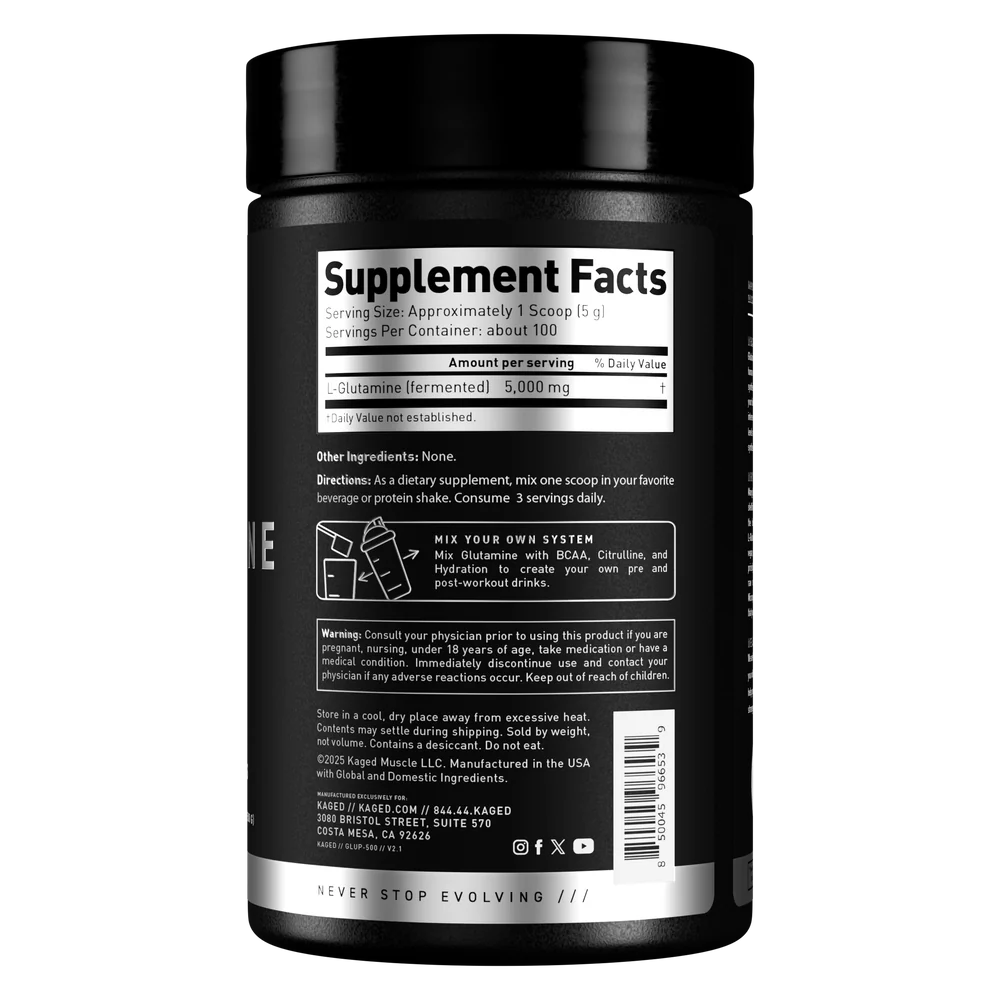 KAGED MUSCLE GLUTAMINE 510GM 100 SERVINGS