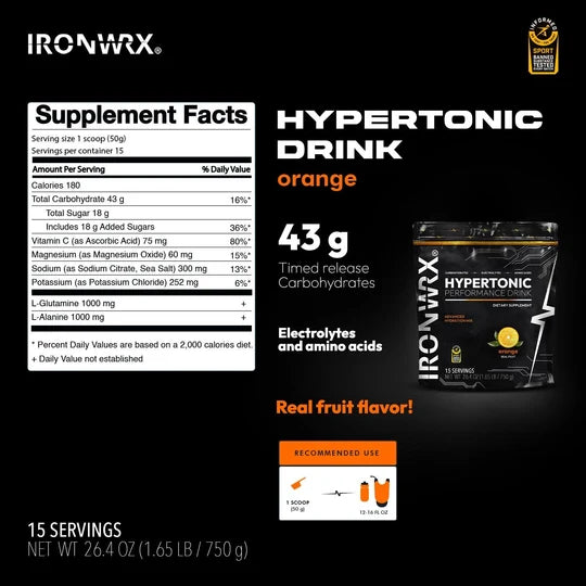 Hypertonic Performance Hydration Drink Mix – Electrolytes, Carbs, Amino Acids | IRONWRX